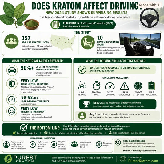 infor graphic It shows that 357 regular kratom users and 10 simulator participants reported high driving confidence and no significant impairment after typical kratom doses.
